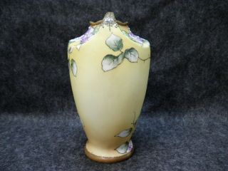 Antique Nippon Noritake Morimura Bros Hand Painted Vase Violets Moriage Old 3