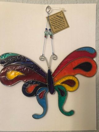 Butterfly Sun Catcher With Bird 10 In X 8.  5 In Great Gift And