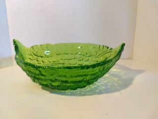 Salad Bowl Green Vintage Glass Medium Sized
