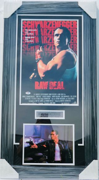 Psa/dna Raw Deal Arnold Schwarzenegger Signed Autographed Framed 11x14 Photo