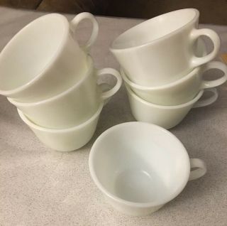 Vintage Pyrex Milk Glass Corning White Coffee Tea Cups Mugs Set Of 7
