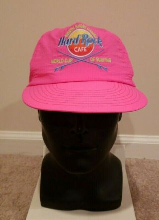 Vtg Hard Rock Cafe North Shore Hawaii World Cup Of Surfing Pink Adjustable Hat