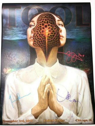 Tool Autographed Foil Poster United Center Chicago 11/3/19 Limited Edition Rare