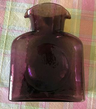 Vintage Blenko Amethyst Purple Art Glass Double Spout Water Jug Bottle Vase 2