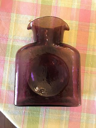 Vintage Blenko Amethyst Purple Art Glass Double Spout Water Jug Bottle Vase 3