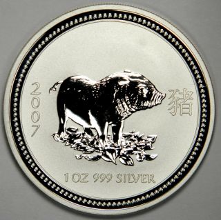 2007 Australian Silver 1 Oz.  Lunar Pig - Air - Tite Capsule - Priced Right