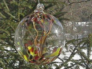 Hanging Glass Ball 6 " Diameter " Vermont Fall Tree " Witch Ball (1) 112