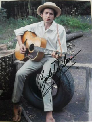 Bob Dylan Autographed Photo W/guitar