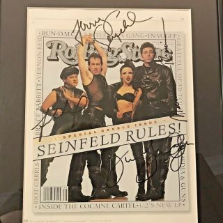 Rolling Stone Cover Framed Seinfeld Full Cast Signed Autographed 1993 Rare