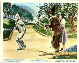 The Wizard Of Oz Lobby Card Judy Garland Scarecrow Tin Man Yellow Brick