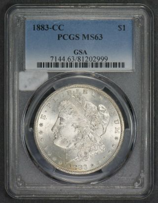 1883 - Cc $1 Morgan Silver Dollar,  Key Date Carson City Coin Gsa Pcgs Ms63 N890