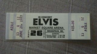 Elvis Presley Last Concert Ticket June 26th 1977 Indianapolis Lct