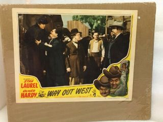 Way Out West 1947 Re - Release Lobby Card W/ Stan Laurel & Oliver Hardy