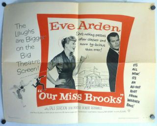 Our Miss Brooks Eve Arden 1950s Half - Sheet Movie Poster Gale Gordon