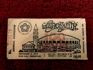 Aerosmith Ticket Stub 1976 Kingdome Seattle