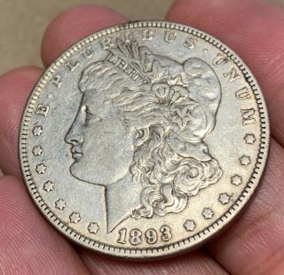 1893 - P Morgan Silver Dollar with XF/AU Detail Key Date only 389,  000 2