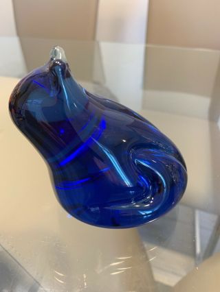Wedgwood Art Glass Frog Paperweight Cobalt Blue