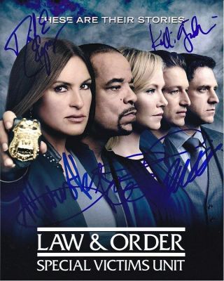 Law & Order Svu Signed Cast Photo Mariska Hargitay Ice T Raul Esparza Kelli G,