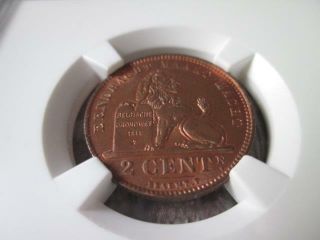 Belgium Flemish 2 Cents 1919 Ngc Ms 65 Rb