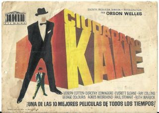 Citizen Kane Orson Welles Joseph Cotten Rare Spanish Herald Mini Poster 2