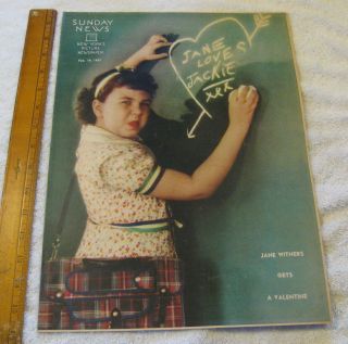 Vtg JANE WITHERS Cover Photo 1937 NY Sunday News 30s Hollywood Movie Child Star 2
