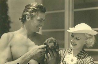 Johnny Weissmuller Vintage Candid 8x10 Photo As Tarzan Holding A Puppy