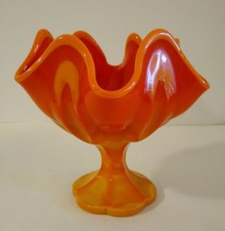 Vintage Orange L.  E.  Smith Slag Glass Compote Dish,