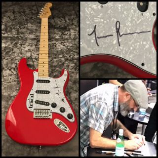 Gfa Tool Band Justin Chancellor Signed Red Electric Guitar Proof