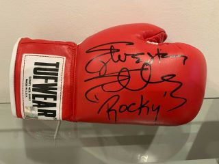 Sylvester Stallone " Rocky " Inscription Autographed Tuf Wear Red Glove Asi Proof