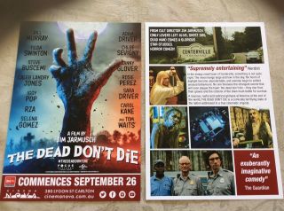 Promotional Movie Flyer The Dead Don’t Die Not Tickets,  Not A Dvd