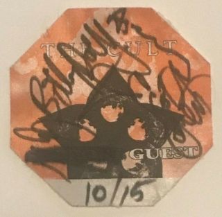 The Cult Autographed Signed Band Guest Tour Issued Pass Sticky Cloth Backstage