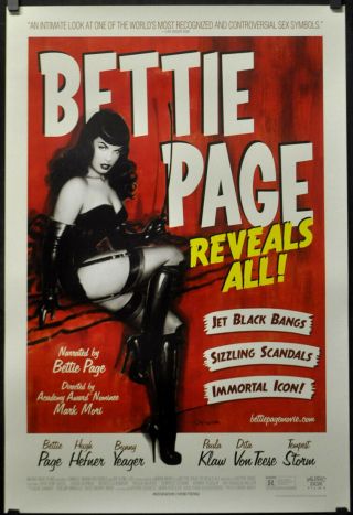 Bettie Page Reveals All 2012 Orig 27x40 D/s Movie Poster Bettie Page Hugh Hefner