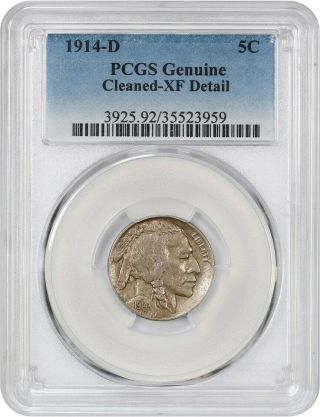 1914 - D 5c Pcgs Xf Details (cleaned) - Buffalo Nickel