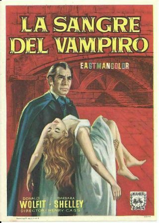 Blood Of The Vampire Donald Wolfit Barbara Shelley Spanish Herald Mini Poster