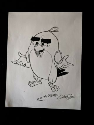 Angry Birds Movie Hand Drawn Sandro Cleuzo Signed Red Concept Art