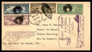 Florida Miami First Pan Am Flight Fam 10 November 24 1930 Air Mail Cover With Se