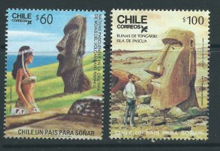 Chile 1988 Easter Island Isla De Pascua Moai Full Set Mnh Rapa Nui