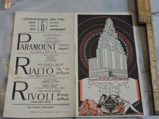 Rare 1927 York City Nyc Paramount Theatre Public Program (inaugural Season)