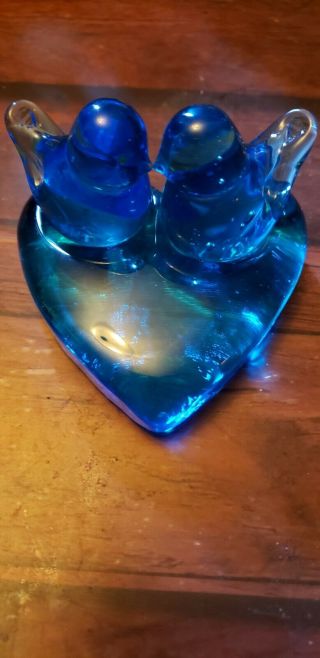 Vintage Hand - Blown Art Glass " Love Birds " Signed Ron Ray - 1989 Is.
