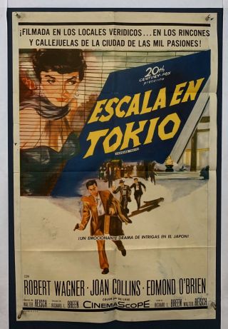 Stopover Tokyo Spanish Movie Poster (vg -) One Sheet 1957 Robert Wagner 5046