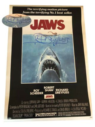 Richard Dreyfuss Signed Auto Jaws Full Size Movie Poster Beckett Bas