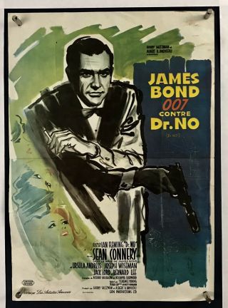 Dr No Movie Poster (vg) French 15 1/2x22 1970s Rerelease 007 Spy James Bond 01