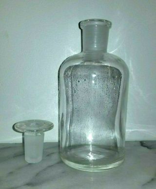 Vintage Pyrex Glass Laboratory Science Bottle Jar Apothecary With Ground Stopper