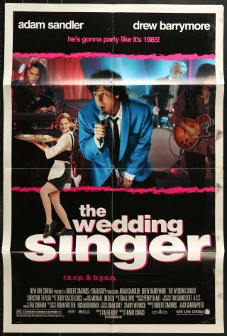 The Wedding Singer Adam Sandler 1998 One Sheet Movie Poster 27 X 41