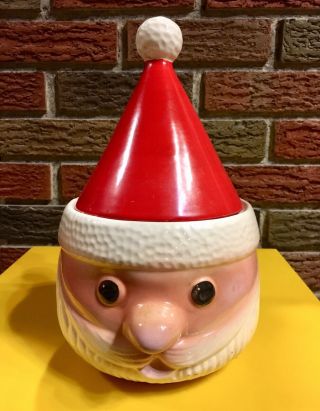 Vintage Mccoy Santa Claus Head Hat Bank Cookie Jar Rare Ceramic Old Decoration