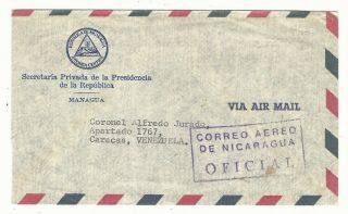Nicaragua: Cover Diplomat To Caracas Venezuela With Stamps On Back And.  Ni63