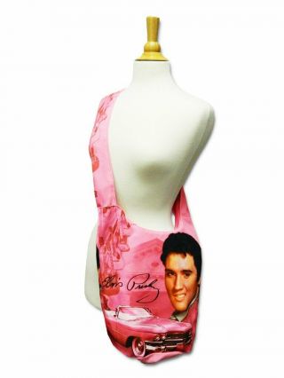 Elvis Presley Tote Bag Pink W/guitars Hobo Style