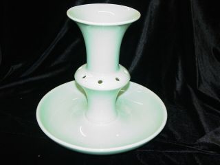 Vintage Luray Green Flower Vase Epergne 8 3/4 X 9 1/2 " Diam 