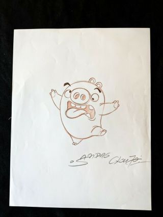Angry Birds Movie Hand Drawn Sandro Cleuzo Signed Piggy Concept Art