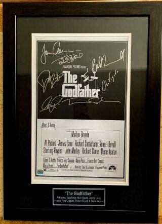 The Godfather: Cast Signed Movie Poster - Custom Framed W/ 100